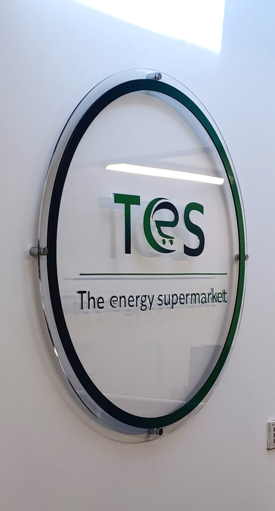 energy supermarket acrylic internal lettering